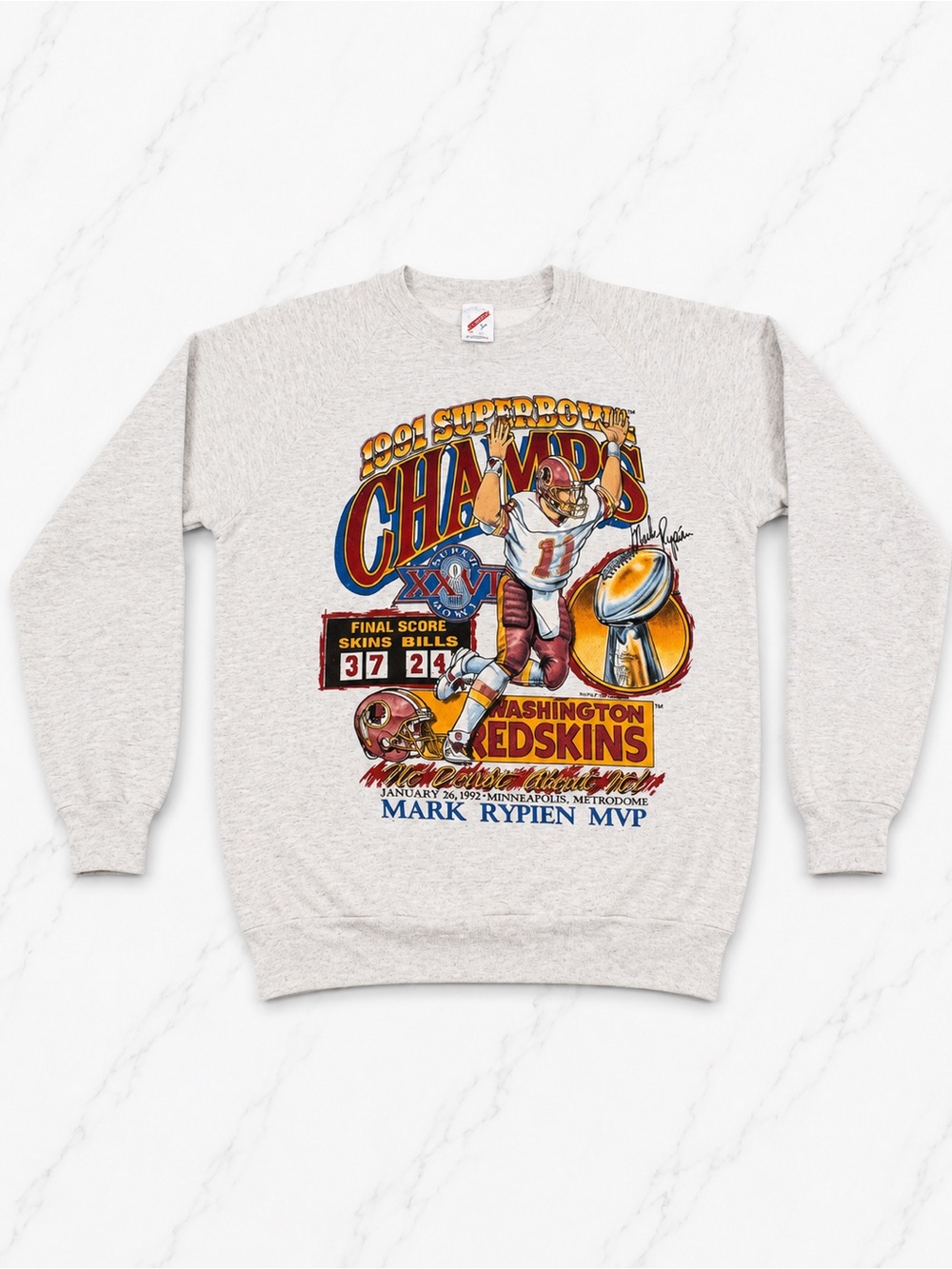 Washington Redskins 1992 Champs Graphic Crewneck Sweatshirt - Cream